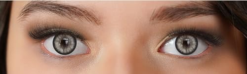 Kontaktlinsen farbig ohne Stärke grau | farbige graue Jahreslinsen | weiche Linsen | 2 Stück Farblinsen + Linsenbehälter | 0.0 Dioptrien | natürliche Farben | Charmiga Venice Gray