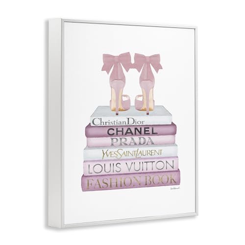 Image of Stupell Industries 'Pastel Pink Heels & Books', Framed Giclee Art, White, 24 x 30 Inches, Easy to Hang and Sturdy, Made in USA, by Amanda Greenwood