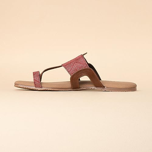 Image of ZOUK Women's Handcrafted One Toe Kolhapuri Chappals