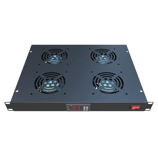 Rack Mount Fan - 4 Fans Server Cooling System - 1U 19" Rackmount Cabinet Panel w/Adjustable Airflow Control - Heat Monitor Digital Display - Temperature Sensor Alarm -Air Flow Exhaust -Tupavco TP1701
