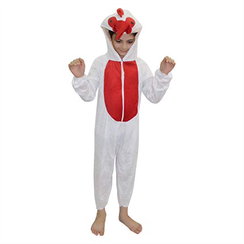Image of Kaku Fancy Dresses Cock Bird Costume for Kids - White & Red, 3-4 Years | Animal Fancy Dress for Boys & Girls