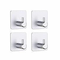 SZWLJ Adhesive Hooks Pack of 4 Self-Adhesive Towel Hooks 3M Coat Hooks for Towel Holder No Drilling Wall Hooks Kitchen Hooks Towel Holder Black Suction Cup Hooks (Silver)