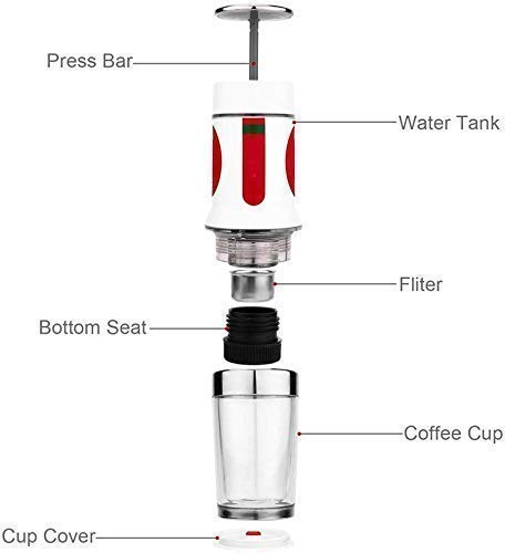 GEETAC Máquina de café de la máquina de café, portátil de la prensa de la mano, Mini Handheld Espresso Pods máquina de… - Imagen 5
