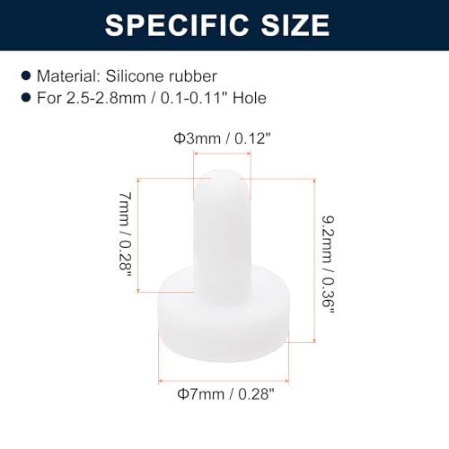 Image of uxcell 32 Pieces White Rubber Stopper, 3mm Plug Holes for 2.5-2.8mm /0.1-0.11 inch Hole