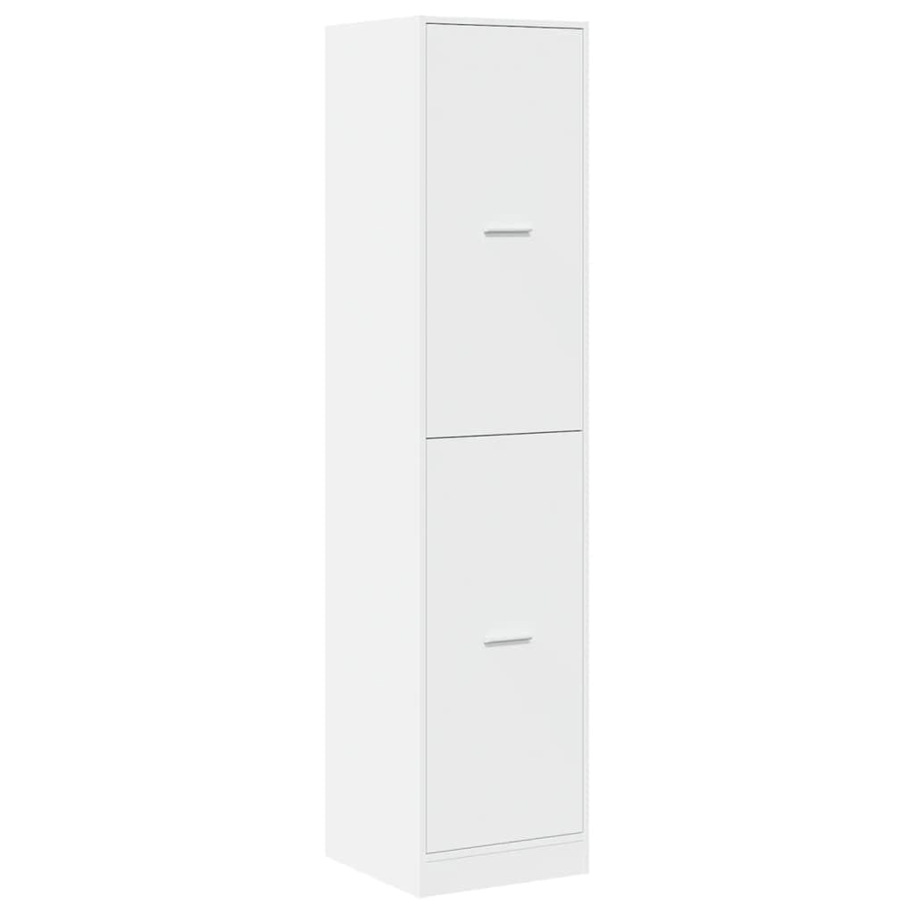 Apothekerschrank Weiß 40x41x174,5 cm Hochschrank aus Holzwerkstoff mit Auszug und 4 Schubladen für Küche Wohnzimmer und Büro Moderner Vorratsschrank Schmal