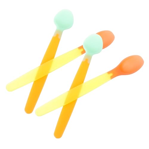 Abaodam 2Juegos Cuchara de Temperatura para Bebés de Silicona de Flexible y Práctica para Pequeños Alimentación y