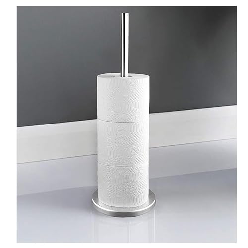 MTS Stainless Steel Free Standing Toilet Roll Holder - Silver Chrome Effect 4 Toilet Roll Storage Stand - Bathroom Accessories & Organisers for Guest, Master & Kids Washrooms