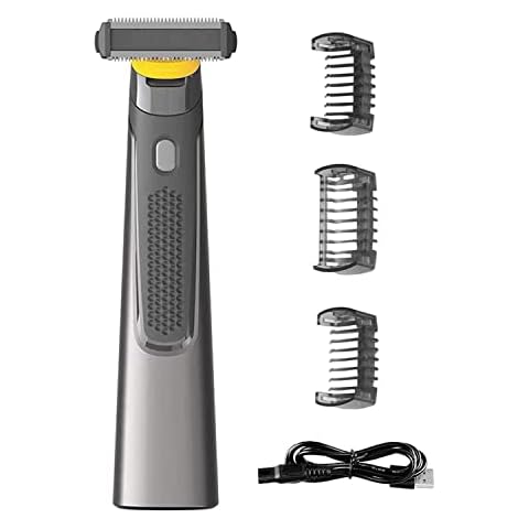 Body Hair Trimmer for Men, Men's Electric Groin Trimmer, Rechargeable Pubic Hair Trimmer Body Grooming Clippers for Men Bikini Epilator Beard Shaver Razor, 3 Trimming Combs Cover