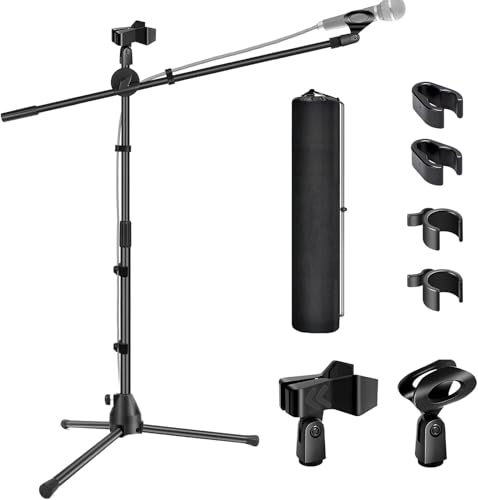 Ninmaofly Microphone Stand Tripod Boom Mic Stand Floor Stand, Tripod Boom Sheet Can 360° Rotation, Contains Storage Bag, Suitable for Stage Performances, Lectures, Parties, Weddings etc
