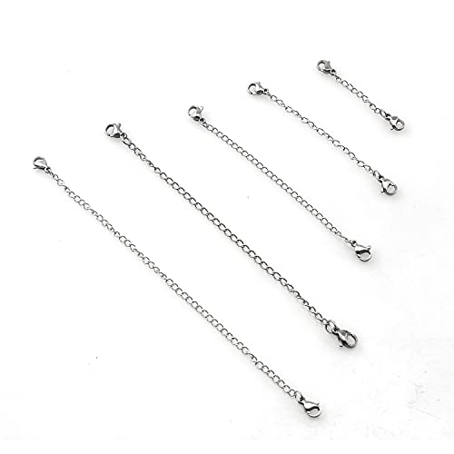 Youliang Edelstahl-Verlängerungsketten-Set, 5 cm, 7,5 cm, 10 cm, 13 cm, 15 cm, doppelte Karabinerverschluss, Halskettenverlängerung für DIY-Schmuckherstellung Cover