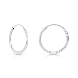 14k White Gold Round Endless Hoop Earrings (12mm)
