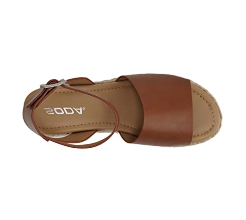 Image of Soda Topic Open Toe Buckle Ankle Strap Espadrilles Flatform Wedge Casual Sandal