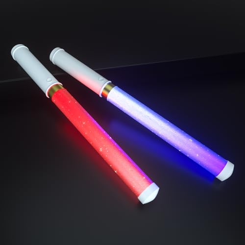 Bsgifts LED Glow Sticks 2 Pack, Reusable 15 Colors Light Stick Bulk, Glow Party Supplies for Wedding, Birthday, Raves, Concert, Camping, New Year, Halloween, Christmas (with AAA Battery)