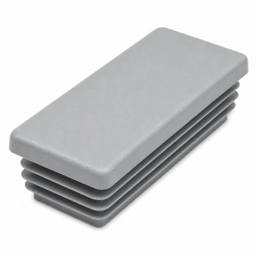 Image of (Pack of 16) Rectangular Plastic Plugs 1-3 /16 inch x 2-3 /8 inch (30 x 60 mm), Matt Tube Inserts, Fence Post Caps, Window Gray RAL 7040
