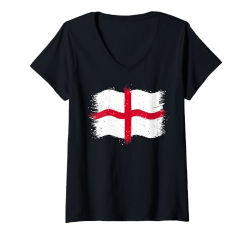 Womens I Love England Flag for Proud English on St George's Day V-Neck T-Shirt