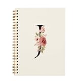 OXW Personalized Gifts Initial Letter J Notebook Journal, Cute Custom Notebook for School Girls, Monogrammed Gifts for Women, School Supplies for Girls, Customized Gifts, Spiral Notebook 5.5 x 8.3