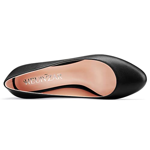 HEUIVZAR Pumps for Womens Closed Round Toe Low Kitten Heel Slip On Suede Casual Comfort Dress Shoes 1.5 Inch4