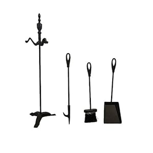 Haard Hulpmiddel 4 Stuk Duurzame Open haard Gereedschap Smeedijzeren, Outdoor Indoor Open Haard Haard Tool Set met…