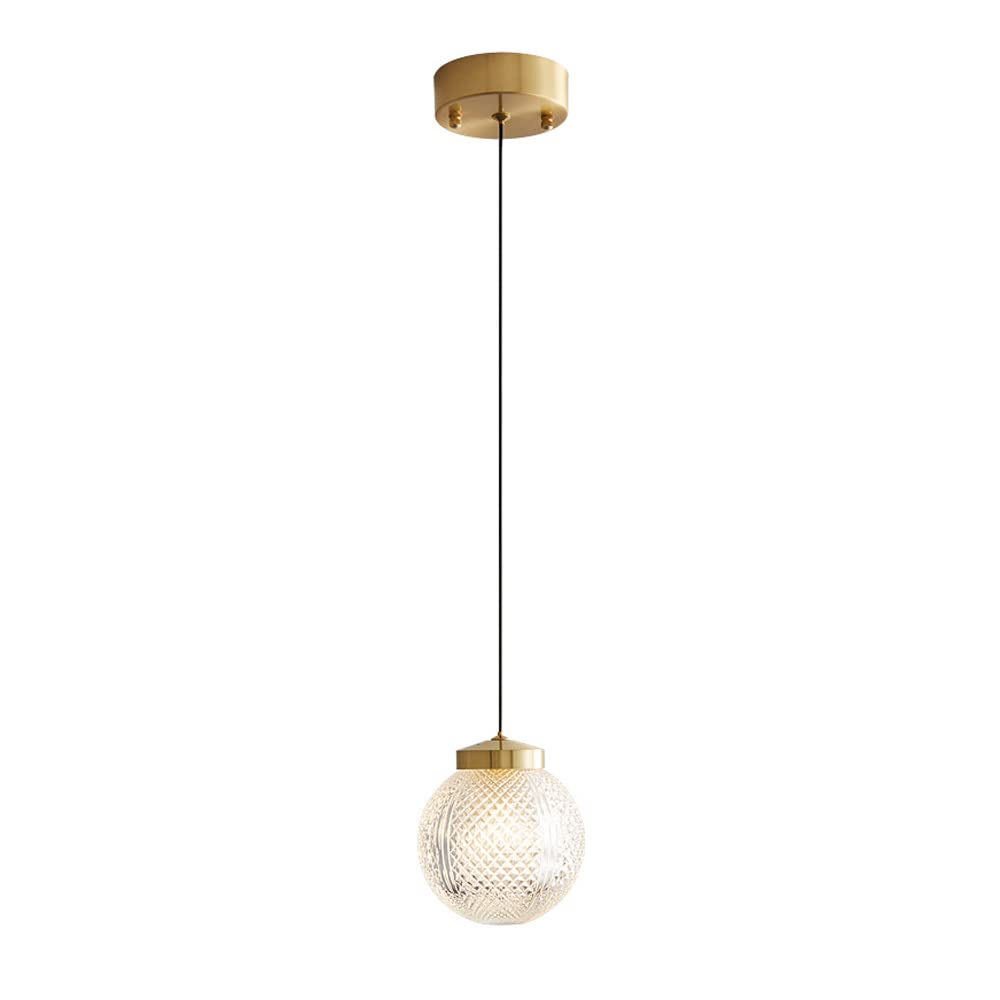 Lampe suspendue en verre nordique et laiton LED H5,91 pour chevet