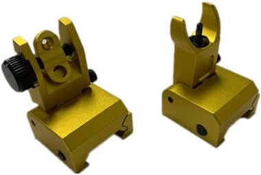 Aluminum Gold Color Iron Sights BUIS Front and Rear Flip Up for Picatinny/Weaver