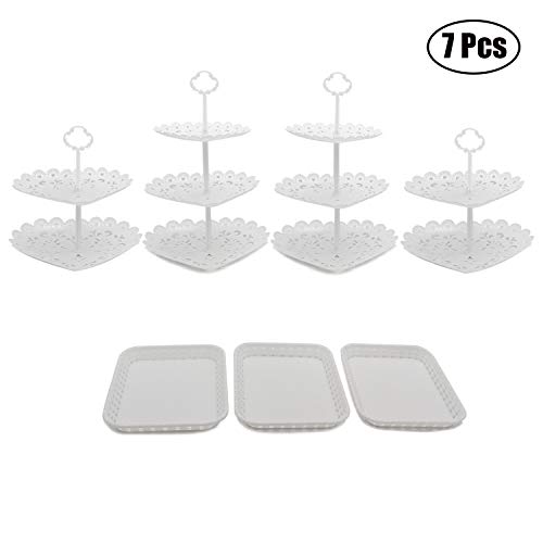 Set of 7Pcs 3-Tier Heart Shaped +2-Tier Heart Shaped Cake Stand Party Food