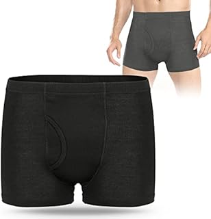 CARER BEAUTY Men Incontinence Pants Cotton Incontinence Underwear with Pad Absorbent Breathable Soft Reusable Incontinence Panties Leak Proof for Surgery Patients&People with Incontinence(Black-L)
