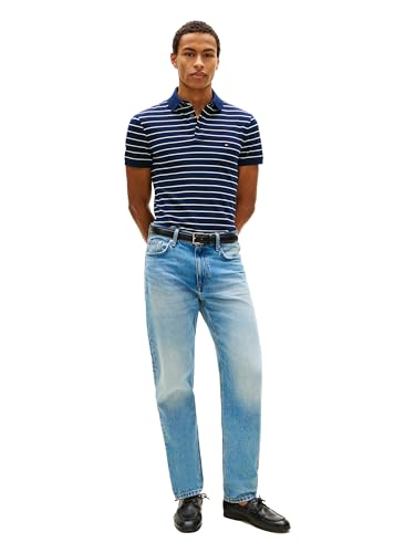 Image of Tommy Hilfiger Men's Short Sleeve Polo Shirts in Slim Fit with Stretch and Organic Pique Cotton