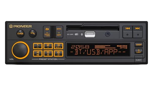 Pioneer SXT-C10PS Autoradio 1-DIN: Retro-Design mit modernster Technik, Bluetooth®, DAB+, USB, AUX, RGB-Beleuchtung, 13-Band-Equalizer, Pioneer Smart Sync App