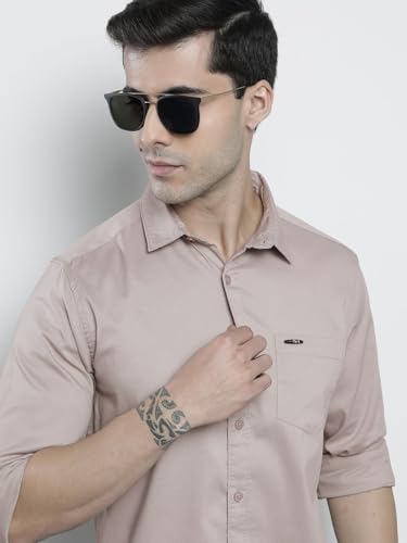 Image of The Indian Garage Co Men Slim Fit Solid Full Sleeves Spread Collar Casual Shirt