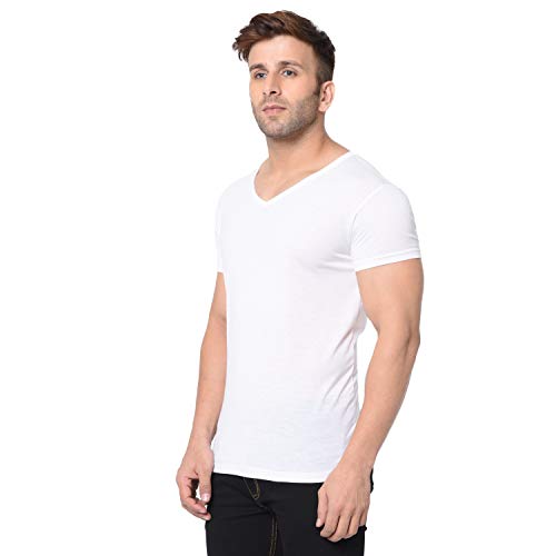 Image of Men's Cotton Blend Half Sleeve V Neck Tshirt