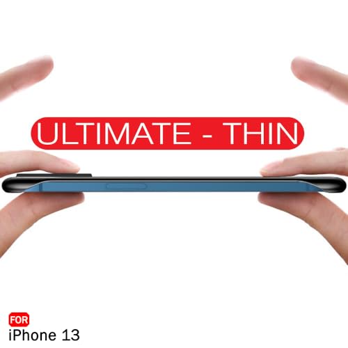 Image of TheGiftKart Hybrid Ultimate Slim Back Case Cover for iPhone 13 | Camera & Screen Protection | Frosted Matte Translucent Hard Back Case Cover for iPhone 13 (PC & TPU, Black Bumper)