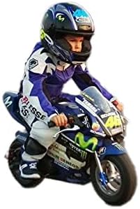 BI ESSE - Pocketbike kombinezon dziecięcy ze skóry i materiału, profesjonalny, z kompletnymi ochraniaczami, niebieski/biały, 9-10 lat