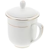MUCKLILY Keramischer Kaffeebecher mit Deckel Milchbecher für Büro und Zuhause Dekorativer Trinkbecher für und Vielseitigen Einsatz