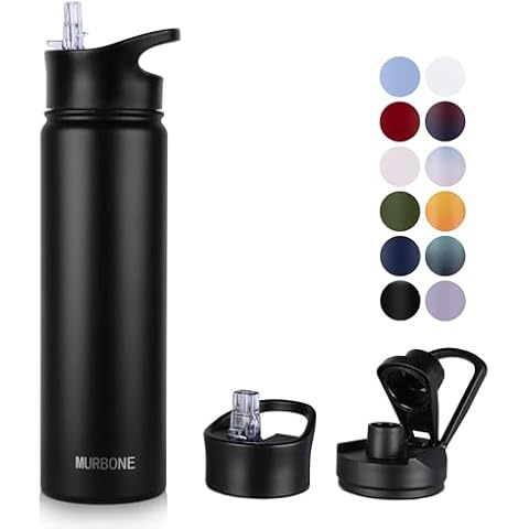 MURBONE 750ml Insulated Water Bottle with Straw Cover