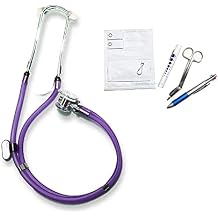 EMI NK-112-5 Piece Set - Frost Purple Sprague Rappaport Stethoscope Set and Pocket Organizer Nurse Includes Chart Pen, 5.5 in. Lister Bandage Scissors, Pen Light