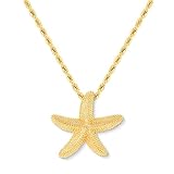 PZKQSAC Collar de estrella de mar para mujer, collar grueso de oro, collar con colgante de estrella de mar, collares ajustables con diseño de estrella de mar, collares de verano, playa, surfista, 14 M