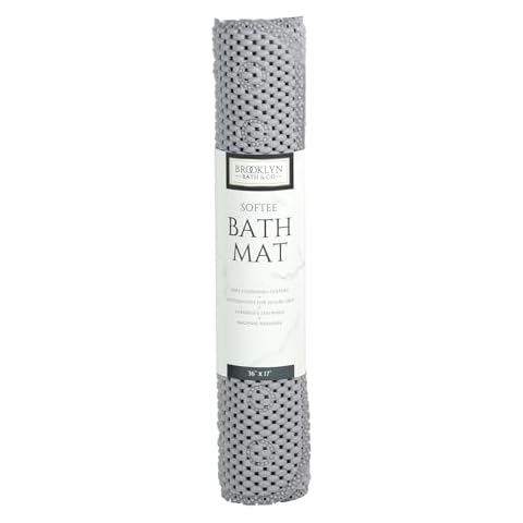 Home Expressions Deluxe Bathtub Mat Non Slip, Soft Foam Bath Mats for Bathroom Tub, Bathtub Mat with Drain Holes, Suction Cups- 36” X 17” -Light Grey Cover