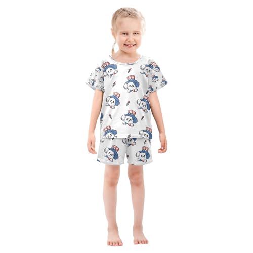 senya Dog Usa Head Summer Pajamas Set Short Cotton Sleepwear 2 Piece3