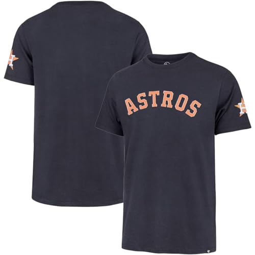 47 Brand MLB Men's Fieldhouse Franklin Team Color Embroidered Wordmark Primary Logo Short Sleeve Baseball T-Shirt - Houston Astros - Navy - X-Large