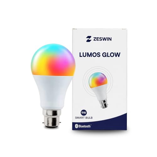 Image of Lumos Glow B22 9W Bluetooth Smart LED Bulb, Mobile App Control, RGB 16 Million Colors, Music Sync, Voice Control with Amazon Alexa & Google Assistant, Dimmable.
