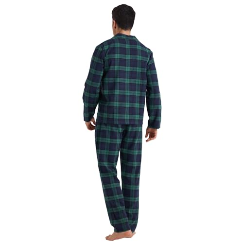 LANBAOSI Flannel Pajamas for Men Set Long Sleeve Soft Cotton Loungewear Sleepwear Plaid Shirt Pants Pjs Top Bottom3