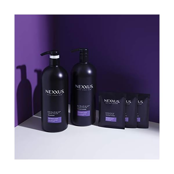 Nexxus Keraphix Shampoo and Conditioner and 3 Hair Repair Masks Treatment System (5 Pack) , Damaged Hair Treatment 33.8 oz, 2 Count & 1.5 oz, 3 Count