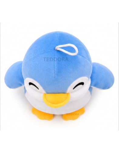 Image of Happy Penguin Soft Toy for Girls Boys Kids, Sky Blue, Animal Plush Stuffed Baby Teddy Gift Birthday, 28 cm