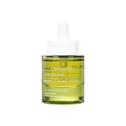 KORRES Santorini Grape Velvet Skin Drink, Hydrating Serum with Resveratrol, Grape Extract and Grape Seed Oil for Skin Care, Antioxidant Rich Face Oil to Support Smooth and Replenished Skin, 1 fl oz
