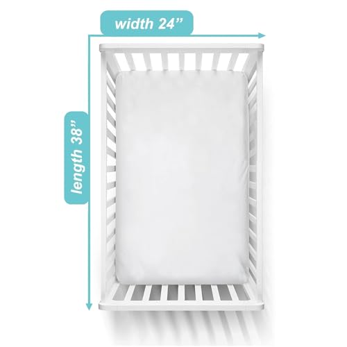 Image of American Baby Company 100% Natural Cotton Fitted Mini Crib Sheet 38 inch x 24 inch - Soft & Breathable Small Nesting Portable Crib Sheet, Fits Pack N Play Mattresses, Snow White, for Boys & Girls