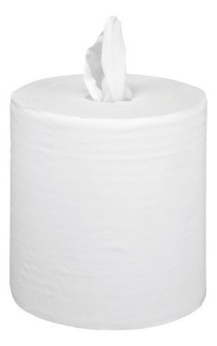 Carton de 6 bobines d' essuie tout blanc 450 feuilles deroulable ou central - 050109