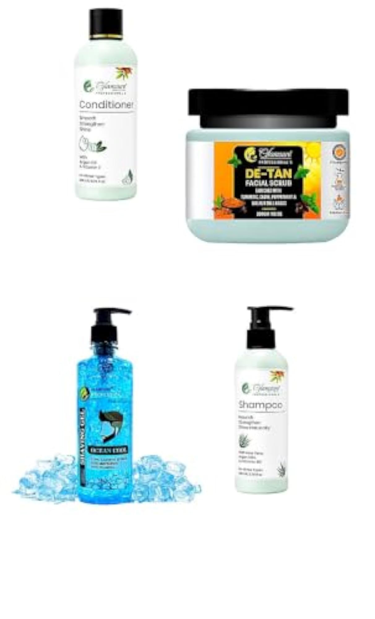 Conditioner, De-Tan Facial Scrub, Ocean Cool Shaving Gel & Shampoo Combo Set