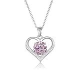 Diorra Necklace for Women 925 Sterling Silver Heart Pendant Necklace Dainty CZ Diamond Charm Chain Jewellery Valentine's Day Gifts for Women Girls