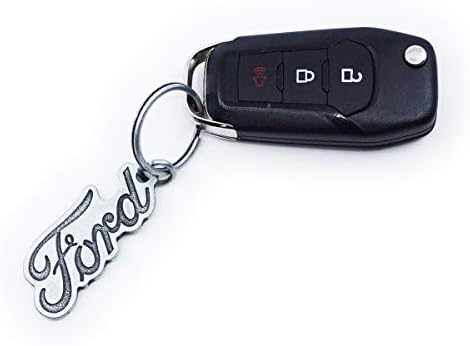 Helm Ford Keychain Ring, Script, Antique Silver