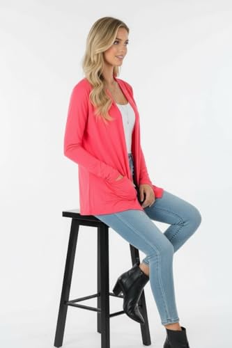 Image of ToBeInStyle Womens Open Front Long Sleeve Lightweight Asymmetrical Draped Cardigan with Side Pockets